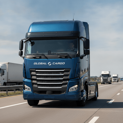 Truck on a long-haul highway route